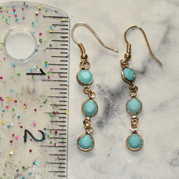 Turquoise & Gold-Plated Double Strand Necklace w/ Matching Earrings - Picture 11 of 11